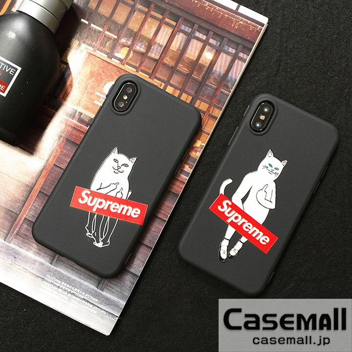 Supreme+RIPNDIP iphoneX ケース シュプリーム リップンディップ iphone8 iphone7plus カバー 猫 パロディ