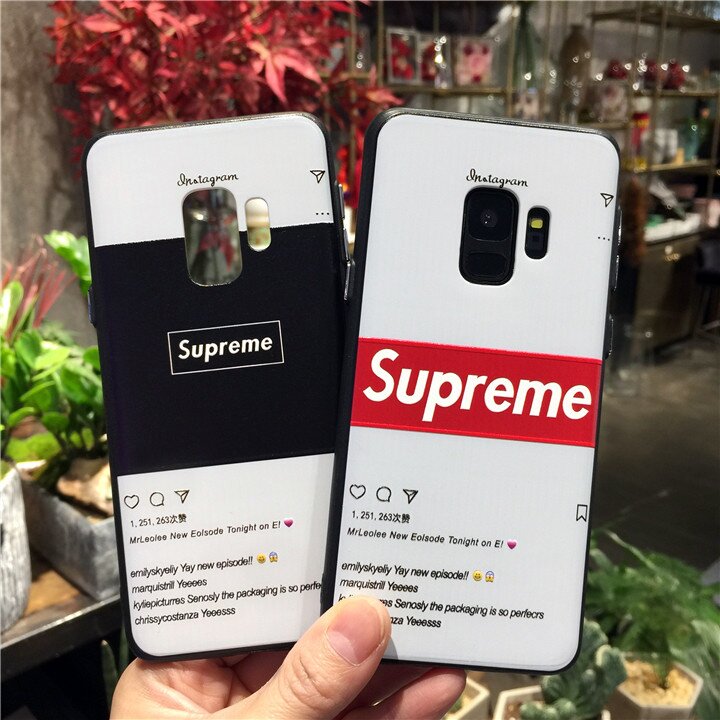 SUPREME ギャラクシーS9 S9プラスケース インスタ風 iPhoneX/8カバー おしゃれ